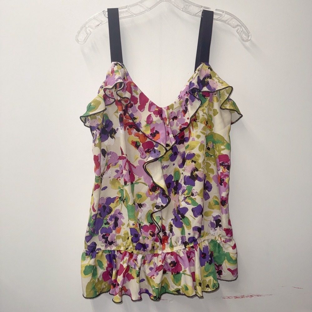Express Womens Floral Feminine Ruffle Romantic Fairycore Boho Peplum Blouse M